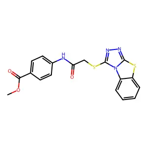 methyl 4-(2-{7-thia-2,4,5-triazatricyclo[6.4.0.0^{2,6}]dodeca-1(8),3,5,9,11-pentaen-3-ylsulfanyl}acetamido)benzoate structure