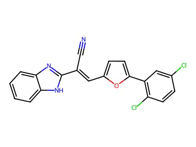 2-(1H-benzimidazol-2-yl)-3-[5-(2,5-dichlorophenyl)furan-2-yl]prop-2-enenitrile structure