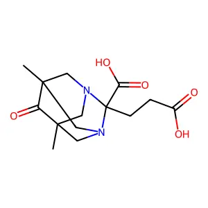 2-(2-Carboxyethyl)-5,7-dimethyl-6-oxo-1,3-diazaadamantane-2-carboxylic acid structure