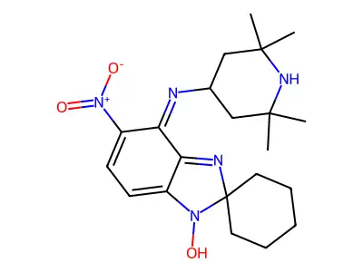 5-nitro-N-(2,2,6,6-tetramethylpiperidin-4-yl)spiro[benzimidazole-2,1'-cyclohexan]-4-amine 1-oxide structure