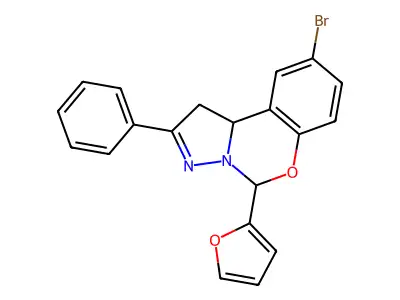 9-bromo-5-(furan-2-yl)-2-phenyl-5,10b-dihydro-1H-pyrazolo[1,5-c][1,3]benzoxazine structure