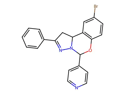 9-bromo-2-phenyl-5-pyridin-4-yl-5,10b-dihydro-1H-pyrazolo[1,5-c][1,3]benzoxazine structure