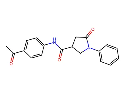 N-(4-acetylphenyl)-5-oxo-1-phenylpyrrolidine-3-carboxamide structure