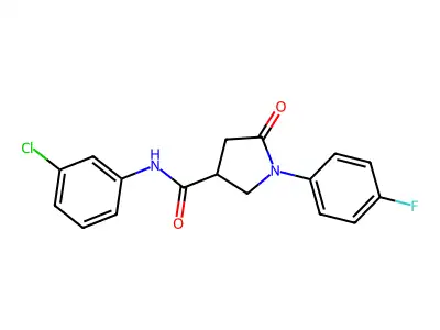 N-(3-chlorophenyl)-1-(4-fluorophenyl)-5-oxopyrrolidine-3-carboxamide structure