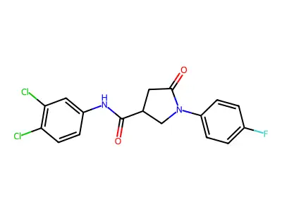 N-(3,4-dichlorophenyl)-1-(4-fluorophenyl)-5-oxopyrrolidine-3-carboxamide structure