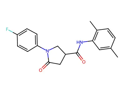 N-(2,5-dimethylphenyl)-1-(4-fluorophenyl)-5-oxopyrrolidine-3-carboxamide structure