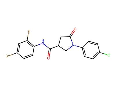 1-(4-chlorophenyl)-N-(2,4-dibromophenyl)-5-oxopyrrolidine-3-carboxamide structure