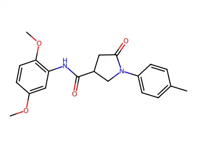 N-(2,5-dimethoxyphenyl)-1-(4-methylphenyl)-5-oxopyrrolidine-3-carboxamide structure