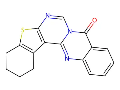 1,2,3,4-tetrahydro-9H-[1]benzothieno[2',3':4,5]pyrimido[6,1-b]quinazolin-9-one structure