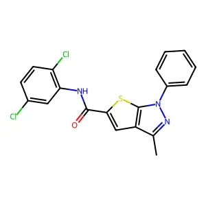 N-(2,5-dichlorophenyl)-3-methyl-1-phenyl-1H-thieno[2,3-c]pyrazole-5-carboxamide structure