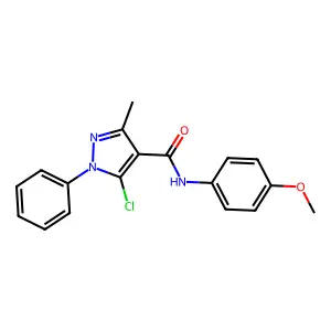 5-chloro-N-(4-methoxyphenyl)-3-methyl-1-phenylpyrazole-4-carboxamide structure