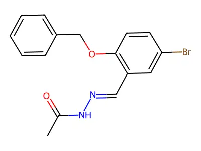 N-[(E)-(5-bromo-2-phenylmethoxyphenyl)methylideneamino]acetamide structure