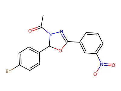 1-[2-(4-bromophenyl)-5-(3-nitrophenyl)-2H-1,3,4-oxadiazol-3-yl]ethanone structure