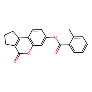 2-Methyl-benzoic acid 4-oxo-1,2,3,4-tetrahydro-cyclopenta[c]chromen-7-yl ester structure