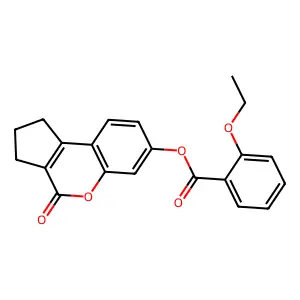 2-Ethoxy-benzoic acid 4-oxo-1,2,3,4-tetrahydro-cyclopenta[c]chromen-7-yl ester structure