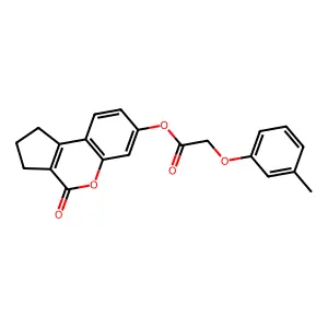 4-Oxo-1,2,3,4-tetrahydrocyclopenta[c]chromen-7-yl (3-methylphenoxy)acetate structure