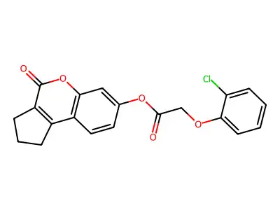 4-Oxo-1,2,3,4-tetrahydrocyclopenta[c]chromen-7-yl (2-chlorophenoxy)acetate structure