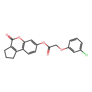 4-Oxo-1,2,3,4-tetrahydrocyclopenta[c]chromen-7-yl (3-chlorophenoxy)acetate structure