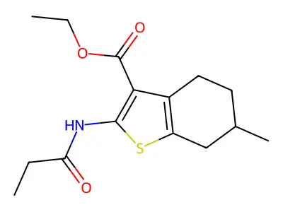 Ethyl 6-methyl-2-propionamido-4,5,6,7-tetrahydrobenzo[b]thiophene-3-carboxylate structure