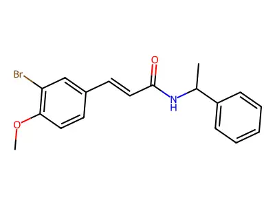 (2E)-3-(3-bromo-4-methoxyphenyl)-N-(1-phenylethyl)prop-2-enamide structure