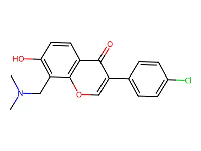 3-(4-chlorophenyl)-8-((dimethylamino)methyl)-7-hydroxy-4H-chromen-4-one structure