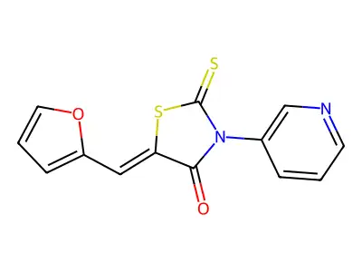 (5Z)-5-(furan-2-ylmethylidene)-3-pyridin-3-yl-2-sulfanylidene-1,3-thiazolidin-4-one structure