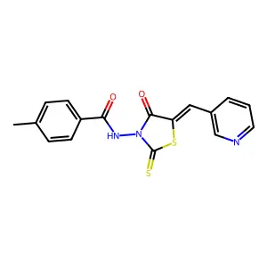 4-methyl-N-[(5Z)-4-oxo-5-(pyridin-3-ylmethylidene)-2-thioxo-1,3-thiazolidin-3-yl]benzamide structure