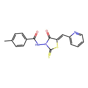 4-methyl-N-[(5Z)-4-oxo-5-(pyridin-2-ylmethylidene)-2-thioxo-1,3-thiazolidin-3-yl]benzamide structure