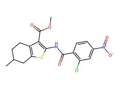 methyl 2-[(2-chloro-4-nitrobenzoyl)amino]-6-methyl-4,5,6,7-tetrahydro-1-benzothiophene-3-carboxylate structure