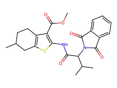 methyl 2-{[2-(1,3-dioxo-1,3-dihydro-2H-isoindol-2-yl)-3-methylbutanoyl]amino}-6-methyl-4,5,6,7-tetrahydro-1-benzothiophene-3-carboxylate structure