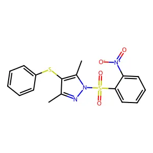 3,5-Dimethyl-1-(2-nitro-benzenesulfonyl)-4-phenylsulfanyl-1H-pyrazole structure