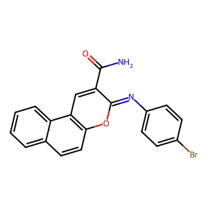 (3Z)-3-[(4-bromophenyl)imino]-3H-benzo[f]chromene-2-carboxamide structure