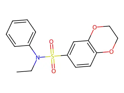 N-ethyl-N-phenyl-2,3-dihydro-1,4-benzodioxine-6-sulfonamide structure