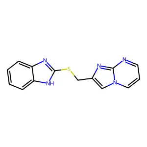 2-(((1H-benzo[d]imidazol-2-yl)thio)methyl)imidazo[1,2-a]pyrimidine structure