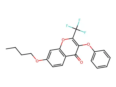 7-butoxy-3-phenoxy-2-(trifluoromethyl)-4H-chromen-4-one structure