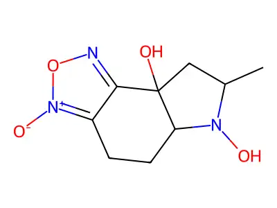 7-methyl-5,5a,7,8-tetrahydro-4H-[1,2,5]oxadiazolo[3,4-e]indole-6,8a-diol 3-oxide structure