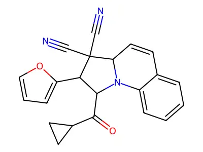 1-(cyclopropanecarbonyl)-2-(furan-2-yl)-2,3a-dihydro-1H-pyrrolo[1,2-a]quinoline-3,3-dicarbonitrile structure