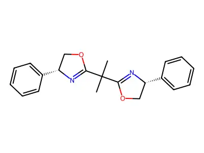 2,2'-(Propane-2,2-diyl)bis(4-phenyl-4,5-dihydrooxazole) structure