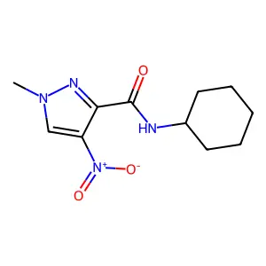 N-cyclohexyl-1-methyl-4-nitropyrazole-3-carboxamide structure