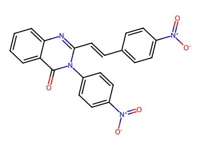 3-(4-nitrophenyl)-2-[(E)-2-(4-nitrophenyl)ethenyl]quinazolin-4-one structure