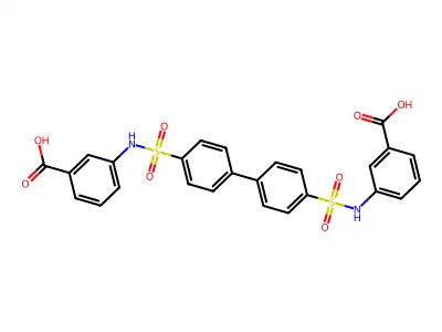 3-{4'-[(3-Carboxyphenyl)sulfamoyl]-[1,1'-biphenyl]-4-sulfonamido}benzoic acid structure