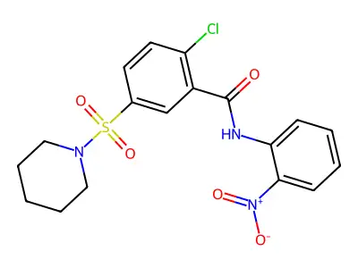 2-chloro-N-(2-nitrophenyl)-5-(1-piperidinylsulfonyl)benzamide structure