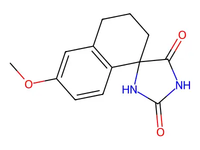 6'-methoxy-3',4'-dihydro-2'H-spiro[imidazolidine-4,1'-naphthalene]-2,5-dione structure