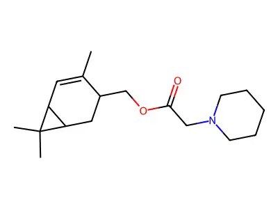 (4,7,7-Trimethylbicyclo[4.1.0]hept-4-en-3-yl)methyl piperidin-1-ylacetate structure