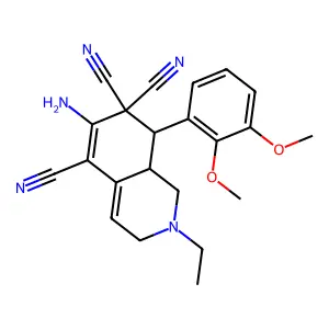 6-amino-8-(2,3-dimethoxyphenyl)-2-ethyl-2,3,8,8a-tetrahydro-5,7,7(1H)-isoquinolinetricarbonitrile structure