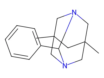 5,7-Dimethyl-2-phenyl-1,3-diazatricyclo[3.3.1.1~3,7~]decane structure