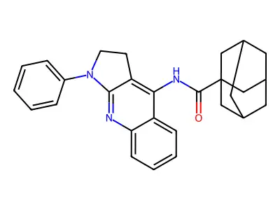 N-(1-phenyl-2,3-dihydropyrrolo[2,3-b]quinolin-4-yl)adamantane-1-carboxamide structure