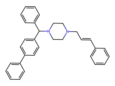 4-((2E)-3-phenylprop-2-enyl)-1-[phenyl(4-phenylphenyl)methyl]piperazine structure