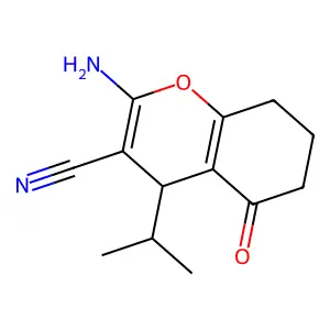 2-Amino-4-isopropyl-5-oxo-5,6,7,8-tetrahydro-4H-chromene-3-carbonitrile structure