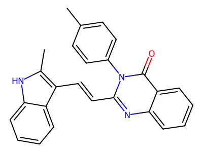 2-[(E)-2-(2-methyl-1H-indol-3-yl)ethenyl]-3-(4-methylphenyl)quinazolin-4-one structure
